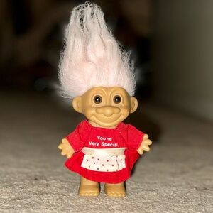 Vintage Russ Troll Doll with Pink Hair "You're Very Special" Valentines Skirt